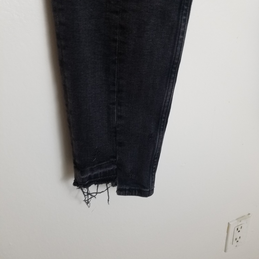 Zara Woman Distressed Jeans Asymmetrical Hem Black - Picture 6 of 7